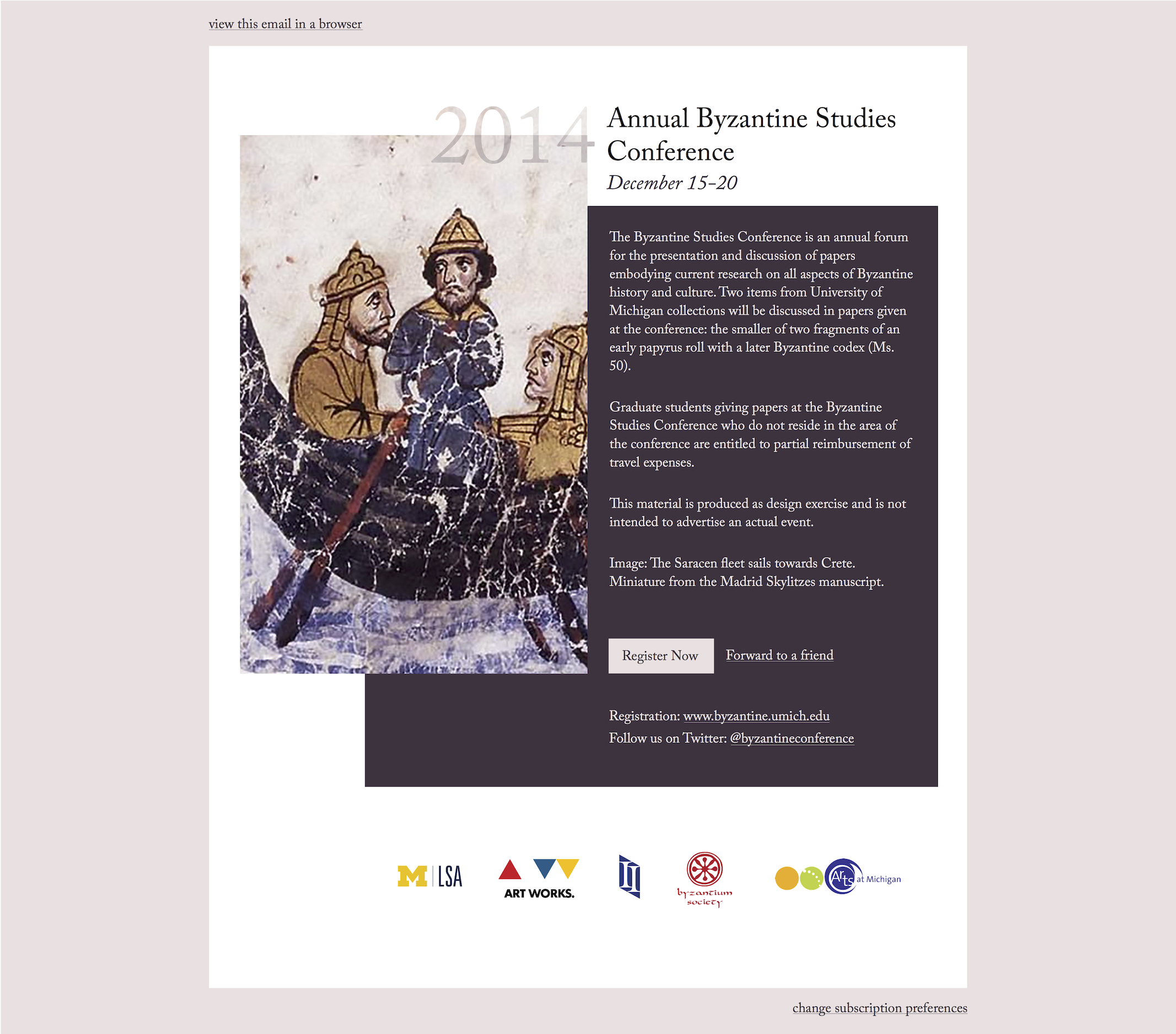 Email Invite to the Annual Byzantine Studies Conference